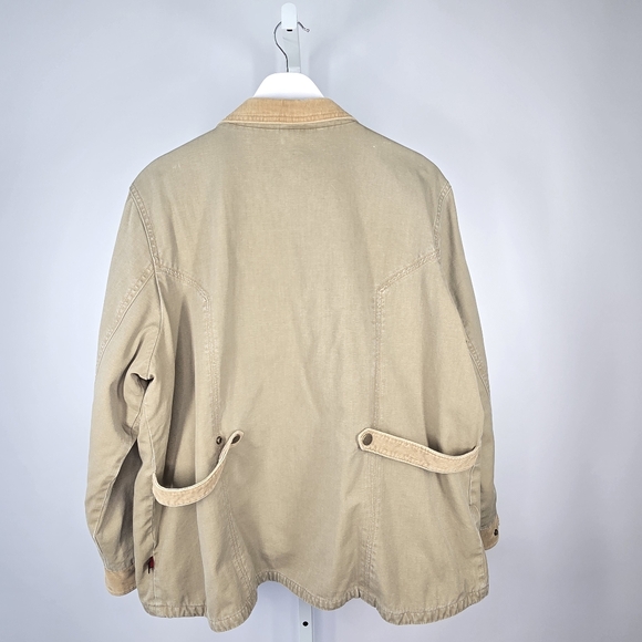 Vintage Woolrich Barn Coat Womens XL Khaki Quilted Lined Cotton Utility Jacket - Picture 2 of 12